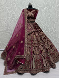 Lovely Pink Dori Work Velvet Bridal Lehenga Choli With Double Dupatta - Zeel Clothing