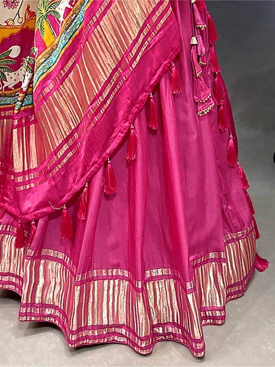 Lovely Pink Gaji Silk Wedding Lehenga Choli With Bandhani Dupatta - Zeel Clothing
