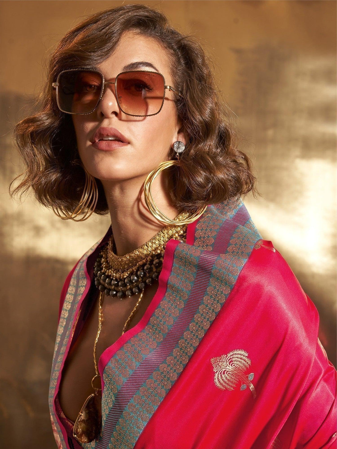 Lovely Pink Handloom Weaving Satin Reception Wear Saree With Blouse