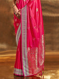 Lovely Pink Handloom Weaving Satin Reception Wear Saree With Blouse - Zeel Clothing