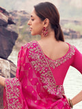 Lovely Pink Khatli Work Satin Traditional Saree With Blouse