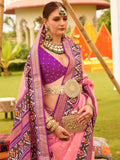 Lovely Pink Patola Printed Silk Ceremonial Wear Saree With Blouse - Zeel Clothing