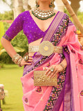 Lovely Pink Patola Printed Silk Ceremonial Wear Saree With Blouse - Zeel Clothing