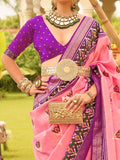 Lovely Pink Patola Printed Silk Ceremonial Wear Saree With Blouse - Zeel Clothing