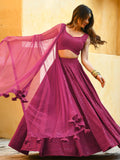 Lovely Pink Thread Work Georgette Party Wear Lehenga Choli With Dupatta - Zeel Clothing