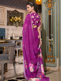 Lovely Purple Floral Printed Georgette Traditional Saree With Blouse - Zeel Clothing