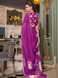Lovely Purple Floral Printed Georgette Traditional Saree With Blouse - Zeel Clothing