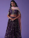 Lovely Purple Zari Embroidered Georgette Wedding Wear Lehenga Choli - Zeel Clothing