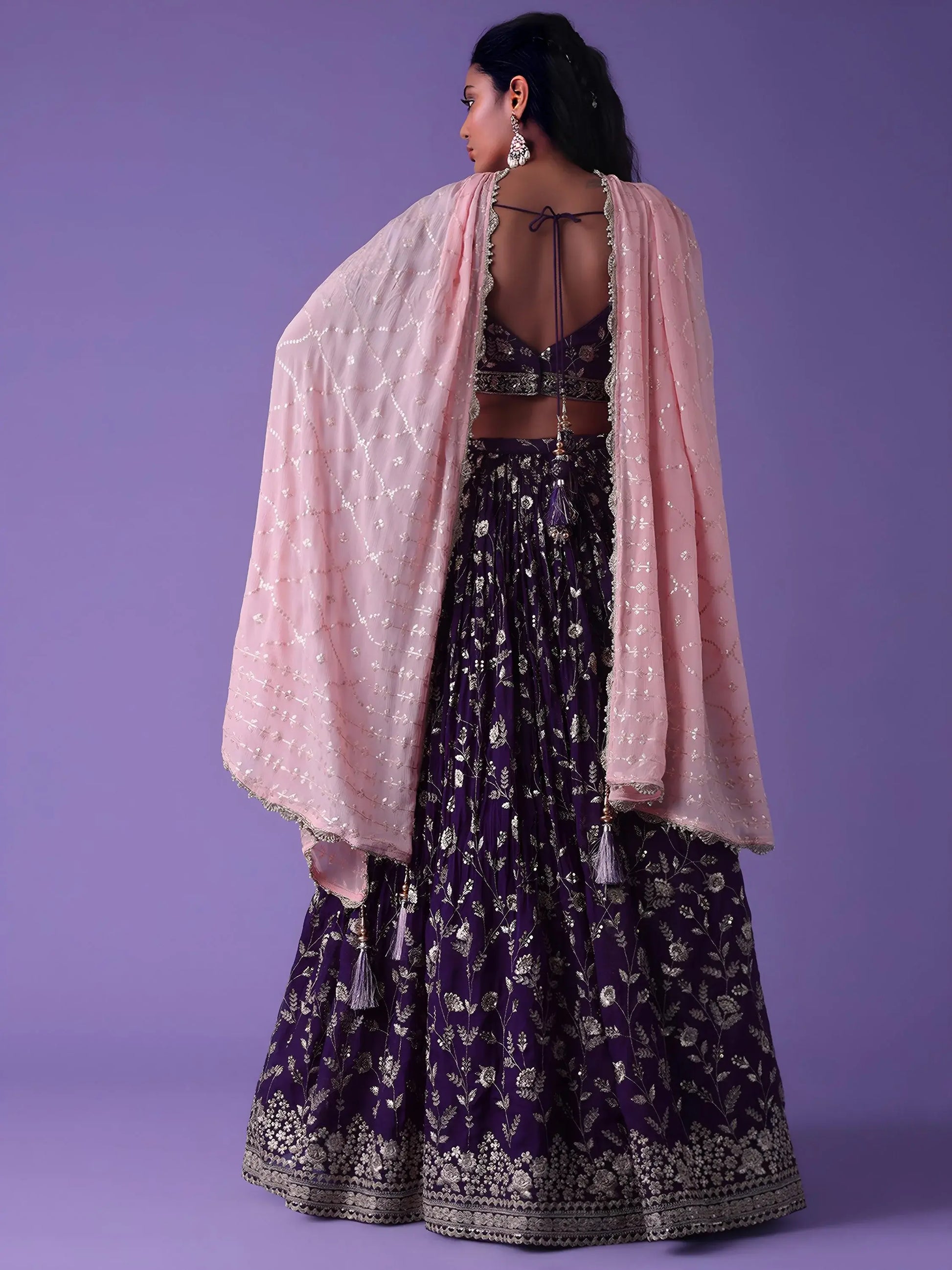 Lovely Purple Zari Embroidered Georgette Wedding Wear Lehenga Choli - Zeel Clothing