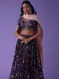 Lovely Purple Zari Embroidered Georgette Wedding Wear Lehenga Choli - Zeel Clothing