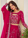 Lovely Rani Pink Embroidered Georgette Engagement Wear Lehenga Choli - Zeel Clothing