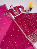 Lovely Rani Pink Embroidered Georgette Engagement Wear Lehenga Choli - Zeel Clothing