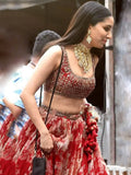 Lovely Red Floral Printed Organza Wedding Lehenga Choli With Dupatta - Zeel Clothing