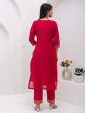 Lovely Red Hand Work Jacquard Silk Wedding Wear Pant Suit With Dupatta - Zeel Clothing