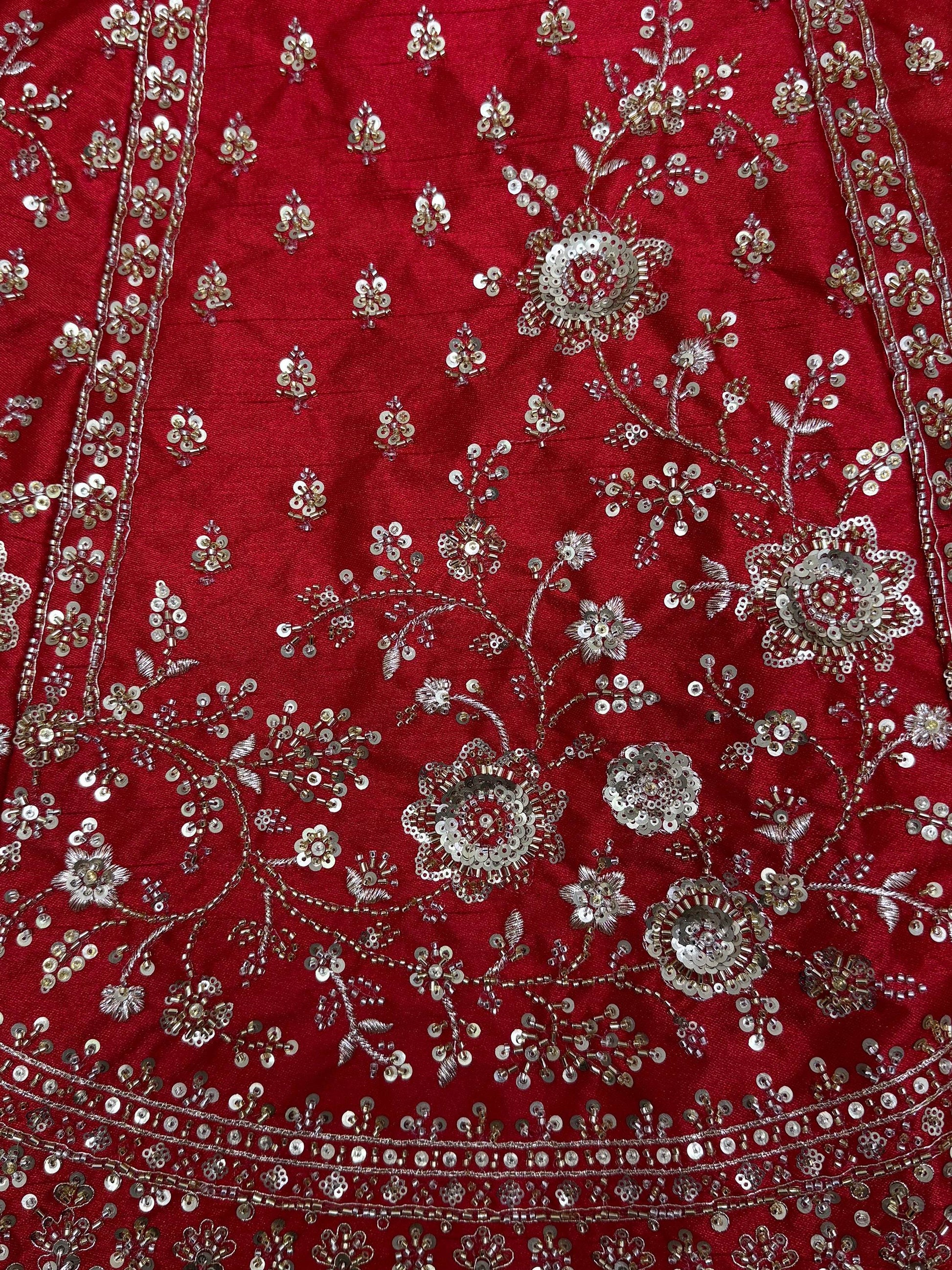 Lovely Red Hand Work Silk Bridal Wear Lehenga Choli With Double Dupatta - Zeel Clothing