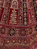 Lovely Red Jarkan Work Velvet Bridal Lehenga Choli With Double Dupatta - Zeel Clothing