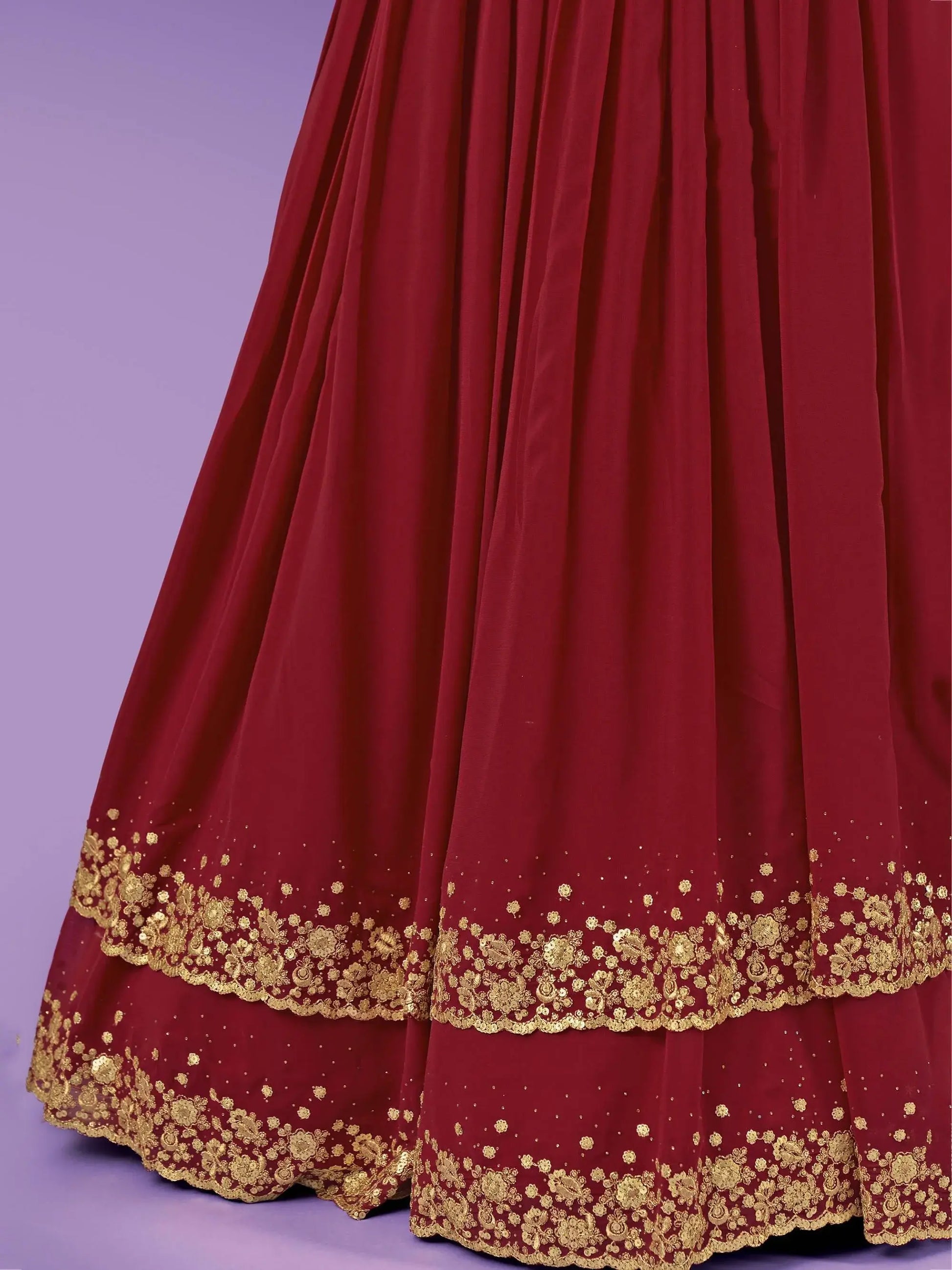 Lovely Red Sequins Georgette Wedding Wear Lehenga Choli - Zeel Clothing