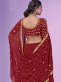 Lovely Red Sequins Georgette Wedding Wear Lehenga Choli - Zeel Clothing