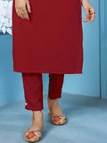 Lovely Red Thread Embroidered Rinkal Cotton Summer special Pant Suit - Zeel Clothing