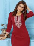 Lovely Red Thread Embroidered Rinkal Cotton Summer special Pant Suit - Zeel Clothing