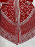 Lovely Red Thread Work Georgette Wedding Wear Palazzo Suit