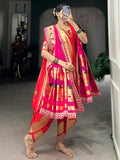 Lovely Red Zari Weaving Jacquard Nauvari Traditional Paithani Saree With Dupatta - Zeel Clothing