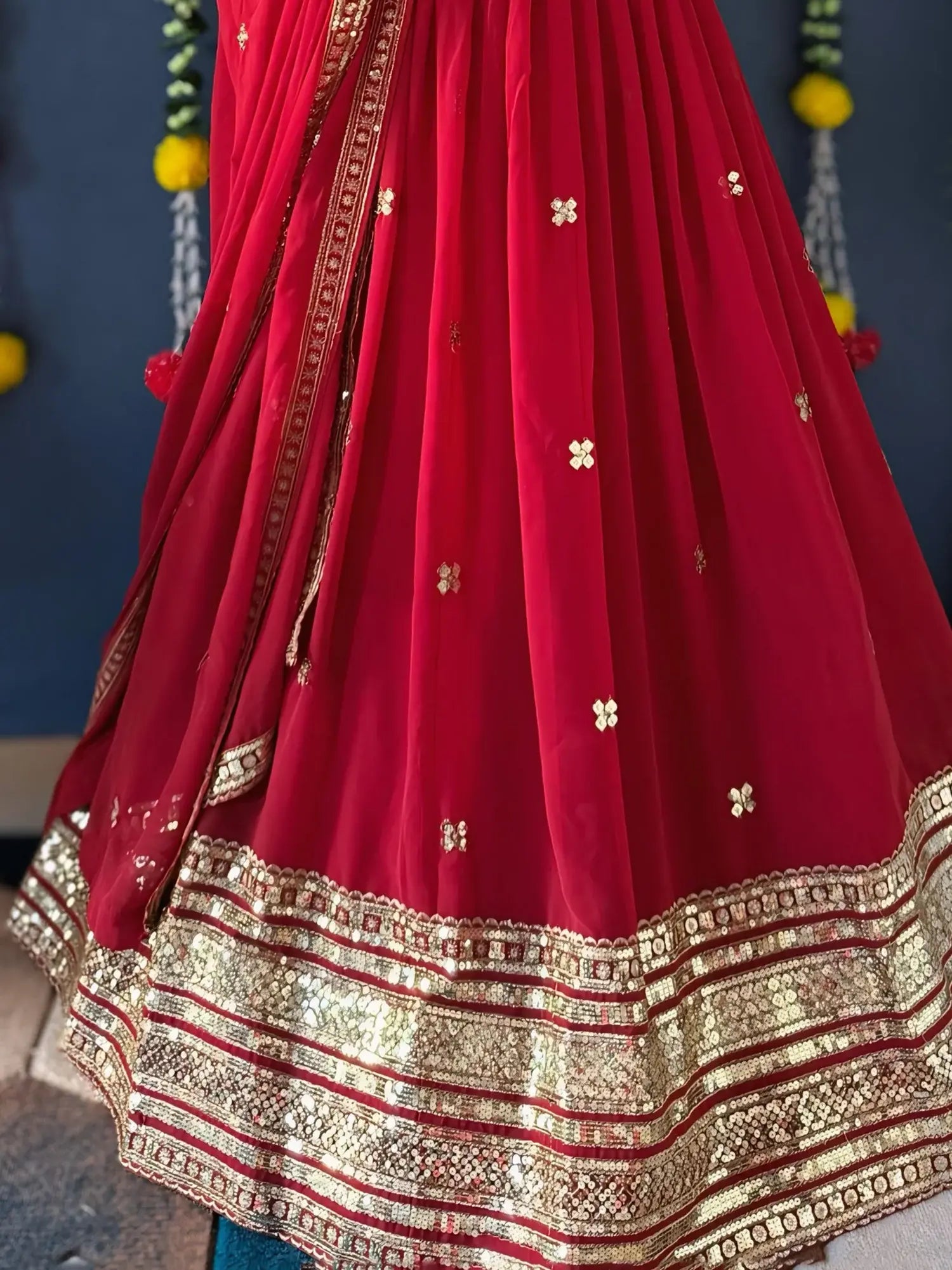 Lovely Red Zari Work Georgette Bridal Lehenga Choli - Zeel Clothing