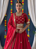 Lovely Red Zari Work Georgette Bridal Lehenga Choli - Zeel Clothing