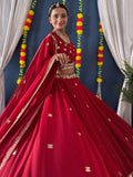 Lovely Red Zari Work Georgette Bridal Lehenga Choli - Zeel Clothing
