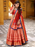 Lovely Rust Orange Printed Dola Silk Festive Wear Lehenga Choli With Dupatta