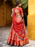 Lovely Rust Orange Printed Dola Silk Festive Wear Lehenga Choli With Dupatta