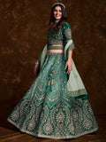 Lovely Sea Green Sequins Art Silk Lehenga Choli With Soft Net Dupatta - Zeel Clothing