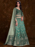 Lovely Sea Green Sequins Art Silk Lehenga Choli With Soft Net Dupatta - Zeel Clothing