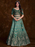 Lovely Sea Green Sequins Art Silk Lehenga Choli With Soft Net Dupatta - Zeel Clothing