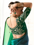 Lovely Teal Green Border Work Tissue Silk Party Wear Saree With Blouse - Zeel Clothing