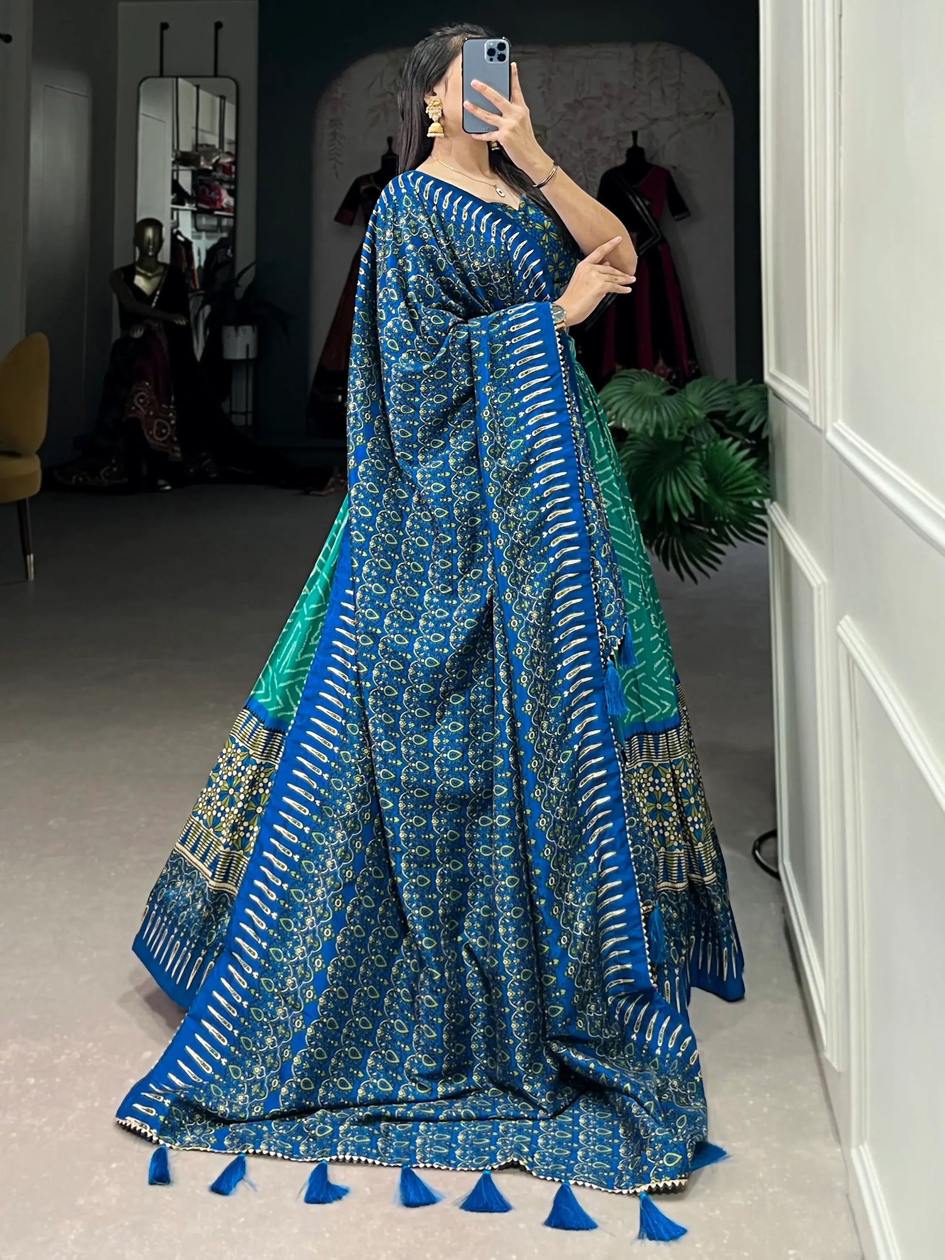 Lovely Teal Green Digital Printed Tussar Silk Event Wear Lehenga Choli - Zeel Clothing