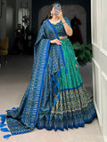 Lovely Teal Green Digital Printed Tussar Silk Event Wear Lehenga Choli - Zeel Clothing