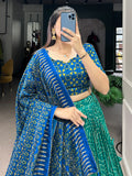 Lovely Teal Green Digital Printed Tussar Silk Event Wear Lehenga Choli - Zeel Clothing