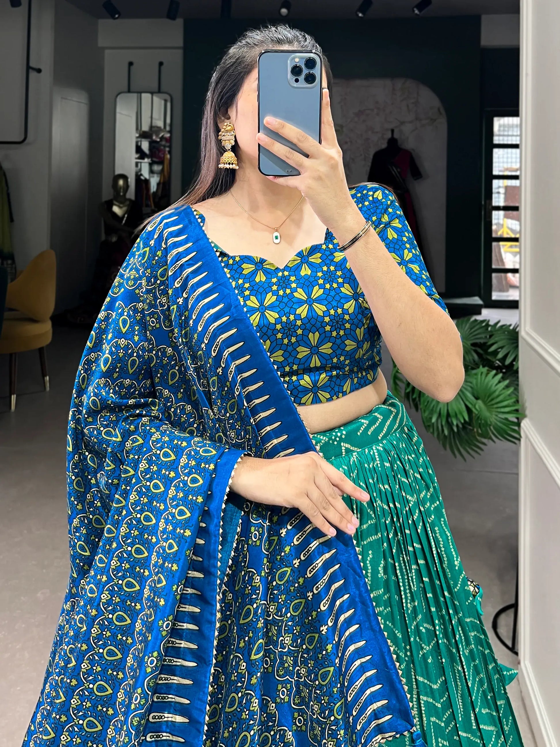 Lovely Teal Green Digital Printed Tussar Silk Event Wear Lehenga Choli - Zeel Clothing