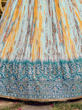 Lovely White & Blue Digital Printed Chinon Sangeet Wear Lehenga Choli - Zeel Clothing