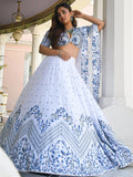 Lovely White Thread Work Sangeet Wear Lehenga Choli With Net Dupatta - Zeel Clothing