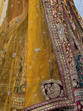 Lovely Yellow And Maroon Dori Work Velvet Bridal Lehenga Choli - Zeel Clothing