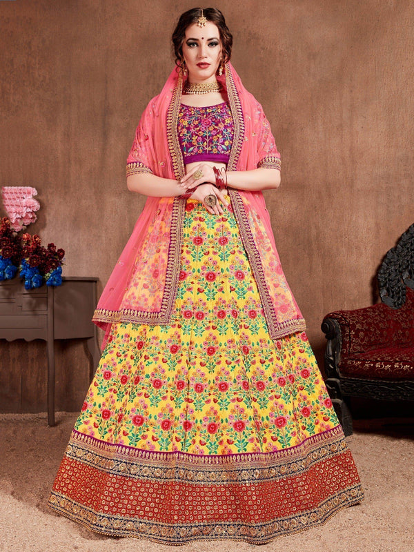 Lovely Yellow Colored Bridal Wear Embroidered Lehenga Choli - Zeel Clothing