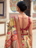 Lovely Yellow Digital Printed Silk Festive Wear Saree With Blouse - Zeel Clothing