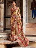 Lovely Yellow Digital Printed Silk Festive Wear Saree With Blouse - Zeel Clothing