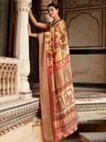 Lovely Yellow Digital Printed Silk Festive Wear Saree With Blouse - Zeel Clothing
