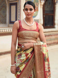 Lovely Yellow Digital Printed Silk Festive Wear Saree With Blouse - Zeel Clothing