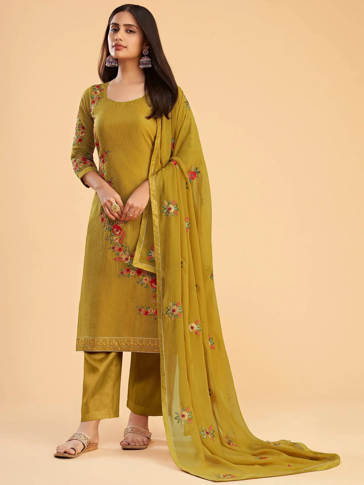 Lovely Yellow Zari Embroidered Georgette Salwar Suit - Zeel Clothing