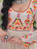 Luxurious Off-White Multi Thread Work Cotton Festive Wear Gown - Zeel Clothing