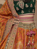 Luxurious Orange Embroidered Banarasi Silk Designer Lehenga Choli - Zeel Clothing